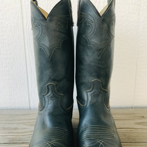 Vintage Dingo Acme Cowboy Western Boots Mens Sz 8 EW Gray Leather Campus - Picture 7 of 11